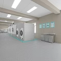 Bright Modern Spacious Commercial Laundry Workshop With Neatly Arranged Industrial Washing Machines And Related Facilities