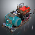 Heavy Duty Industrial Equipment With Blue Motor Red Fuel Tank And Metal Base