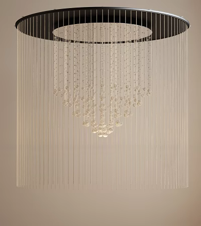 Modern Crystal Chandelier With Long Hanging Crystal Strands For Living Room 3d model