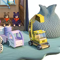 Colorful Plush Dolls In Play Tent With Toy Car Alphabet Blocks And Play Accessories