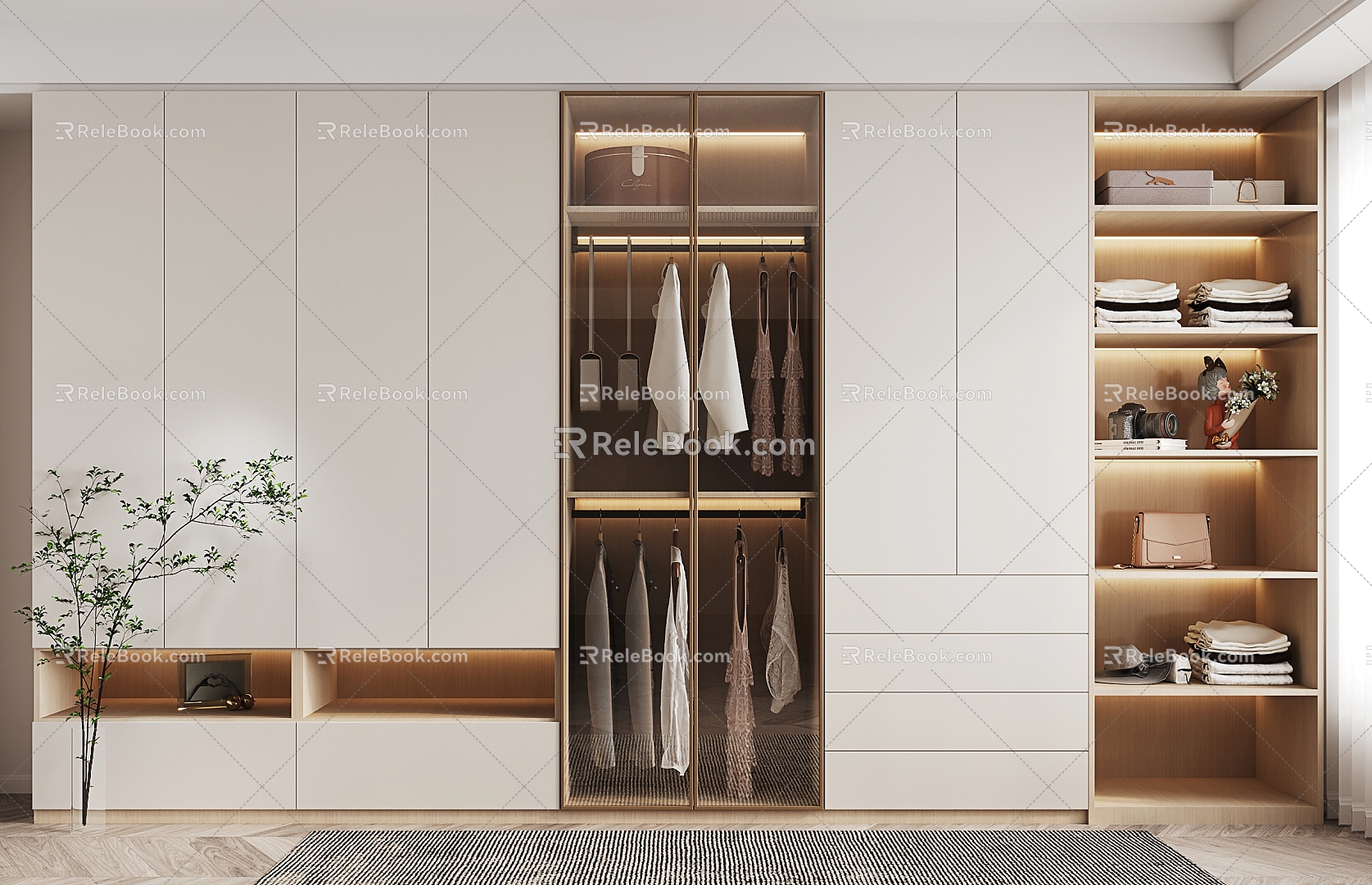 modern wardrobe cream wardrobe 3d model