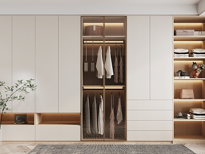 modern wardrobe cream wardrobe 3d model