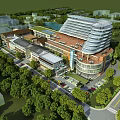 Birds Eye View Planning of Modern Building Complex With Green Landscape and Road Layout