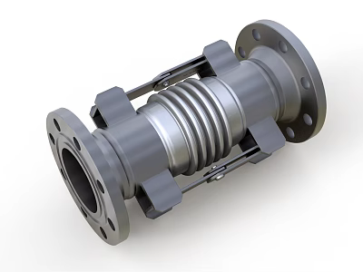 Durable Industrial Metal Pipe Fitting With Flange Connection And Bellows Structure 3d model