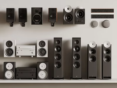 Diverse Home Audio Speakers Collection With Various Designs And Components On 3d model