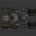 Rugged Futuristic Terrain With Large Wheeled Vehicle And Mechanical Details