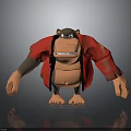 3D Animated Gorilla Character Wearing Red Jacket in Cartoon Style Standing Pose