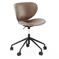 Black Leather Office Chair With Swivel Function Five Star Base And Rolling Casters 3d model