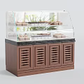 Wooden Display Case Shelf with Glass Cover and Louvered Doors for Pastry