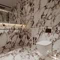 Elegant Modern Bathroom Interior With Marble Walls And Vanity Countertops