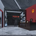 Ancient Bronze Bell In Museum Exhibition Hall With Red Display Panels And Cultural Relics
