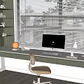 Study computer writing desk 3d model