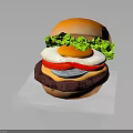 Delicious Hamburger With Fried Egg Lettuce Red Bell Pepper Cheese And Patty