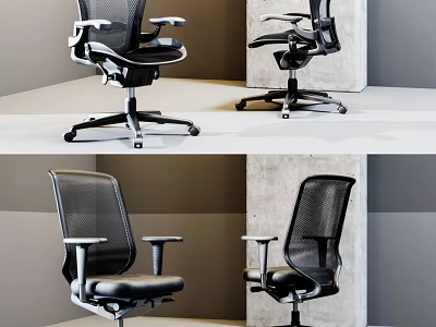 Modern Ergonomic Black Office Chair With Mesh Back Adjustable Armrests And Swivel Base 3d model