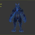 Fierce Werewolf Monster Character With Red Ears Glowing Yellow Eyes Muscular Body And Sharp Claws