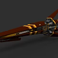 Brown And Yellow Sci Fi Warship With Streamlined Design And Engine Features