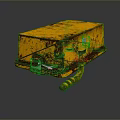 Rusty Yellow Storage Box With Small Label And Curved Pipe For Daily Use 3d model