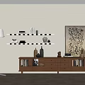 Antique bookcase bookshelf book ornaments floor lamp 3d model