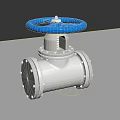 Industrial Mechanical Valve With Blue Handwheel And Silver Flanged Body