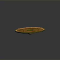 Medieval Wooden Shield With Decorative Ornate Edges Central Metal Boss Green And Orange Patterns
