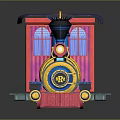 Colorful Toy Train With Pink Carriage Blue Engine Windows And Chimney