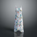 White Floral Print Spaghetti Strap Maxi Dress with Colorful Flower Patterns