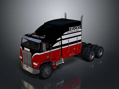 Red And Black Heavy Duty Truck With TRUCKS Lettering And Large Tires 3d model
