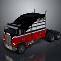 Red And Black Heavy Duty Truck With TRUCKS Lettering And Large Tires