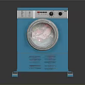 Blue Front Load Washing Machine With Control Panel And Circular Door