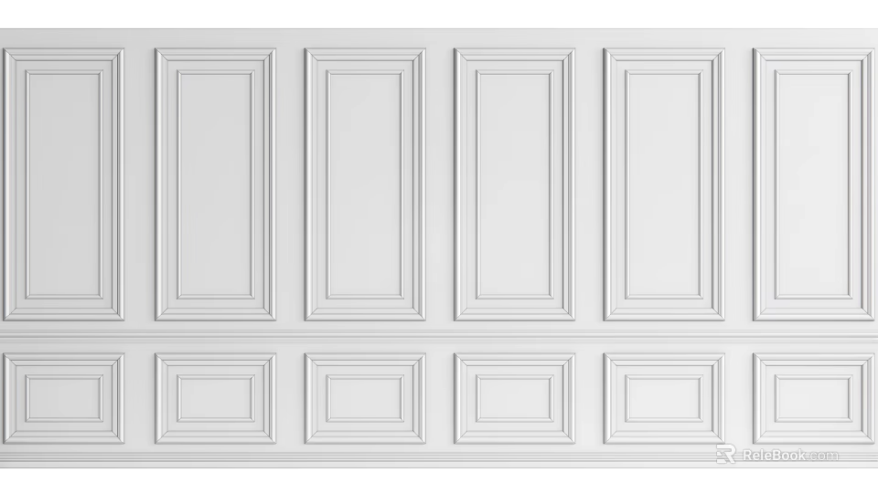 White Modern Wall Panel With Decorative Rectangular Frames For Interior Design 3d model