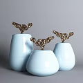 Ceramic Vessels With Lids Geometric Patterns Golden Decorations And Vases For Home Decor