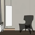 Transparent Green Modern Leisure Chair in Minimalist White Room with Mirror