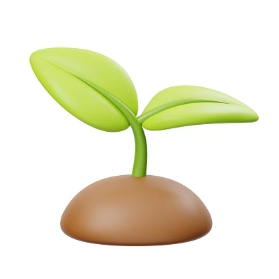 Healthy Green Seedling With Two Vibrant Leaves Growing From Brown Soil 3d model