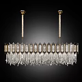 Elegant Crystal Chandeliers With Diamond Pattern Gold Frame And Hanging Design 3d model