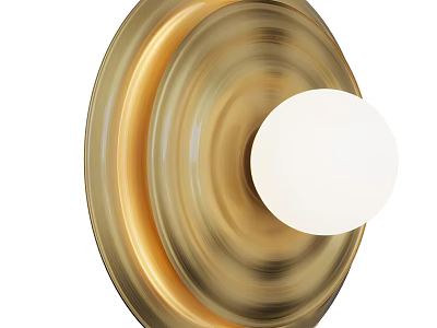 Modern Brass Wall Sconce With Round Design And White Globe Shade For Home Decor 3d model