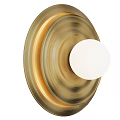 Modern Brass Wall Sconce With Round Design And White Globe Shade For Home Decor