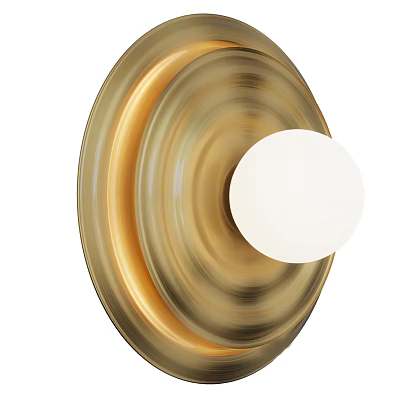 Modern Brass Wall Sconce With Round Design And White Globe Shade For Home Decor 3d model