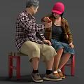 Diverse Group of People in Plaid Shirts Floral Skirts Pink Caps Sitting Standing Holding Umbrellas