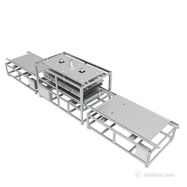 Industrial Mechanical Conveyor Frame Structure With Multiple Platforms And Metal Supports 3d model