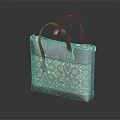 Stylish Dark Colored Tote Bag With Geometric Pattern And Dual Handles