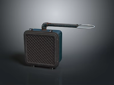 Retro Computer Speaker With Mesh Grille And Portable Handle In Dark Green Black Design 3d model