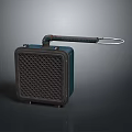 Retro Computer Speaker With Mesh Grille And Portable Handle In Dark Green Black Design