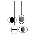Modern Pendant Chandeliers with Circular and Oval Shapes in Black and White Design