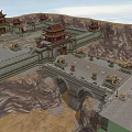Ancient Chinese Architecture Featuring Grand Gateway Stone Lions Curved Eaves And Ornate Roofs
