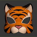 Cute Orange Tiger Head Mask With Black Stripes For Kids Party Supplies