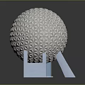 Detailed Iconic Spherical Architectural Structure With Geometric Pattern And Blue Base Support