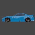 Sleek Blue Modified Sports Car With Wide Body And Black Wheels Design