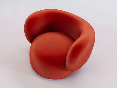 Modern Red Rounded Leisure Chair With Curved Backrest And Comfortable Armrests 3d model