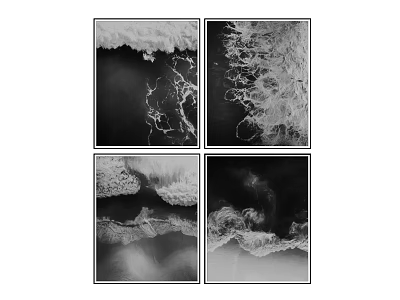 Black and White Ocean Wave Photographs Four Different Forms Wall Art Prints 3d model