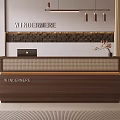 Modern WINDERMERE Reception Desk With Decorative Wall And Laptop 3d model